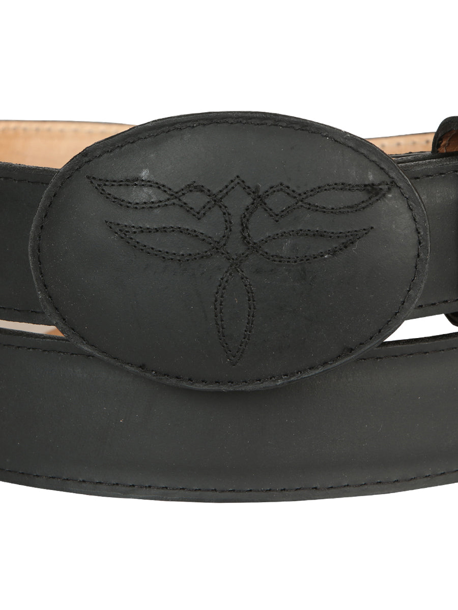 El General Men’s Western Belt - Crazy Cowhide Leather - Black 43190
