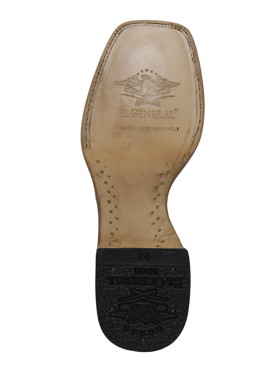 El General Men's Exotic Lizard Rodeo Cowboy Boots - Cognac 45071