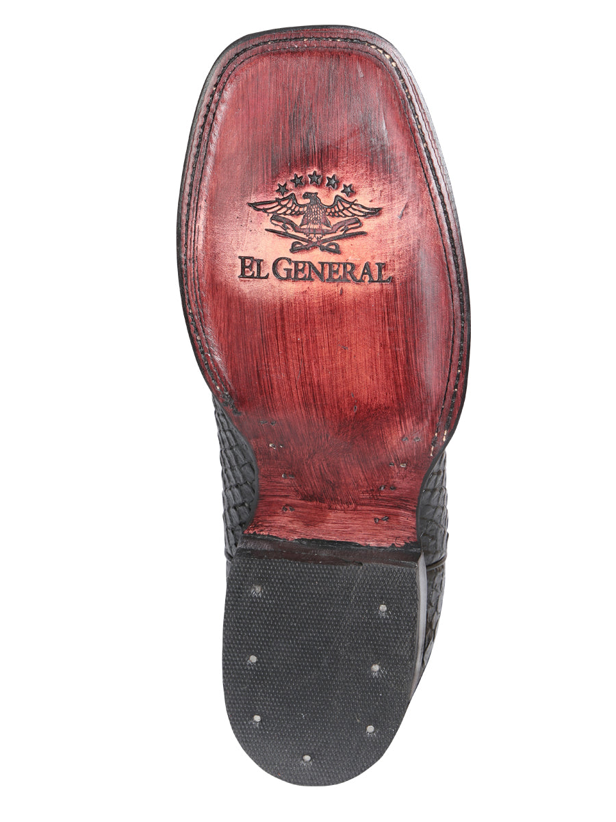 El General Men’s Black Python Imitation Rodeo Boots 45398