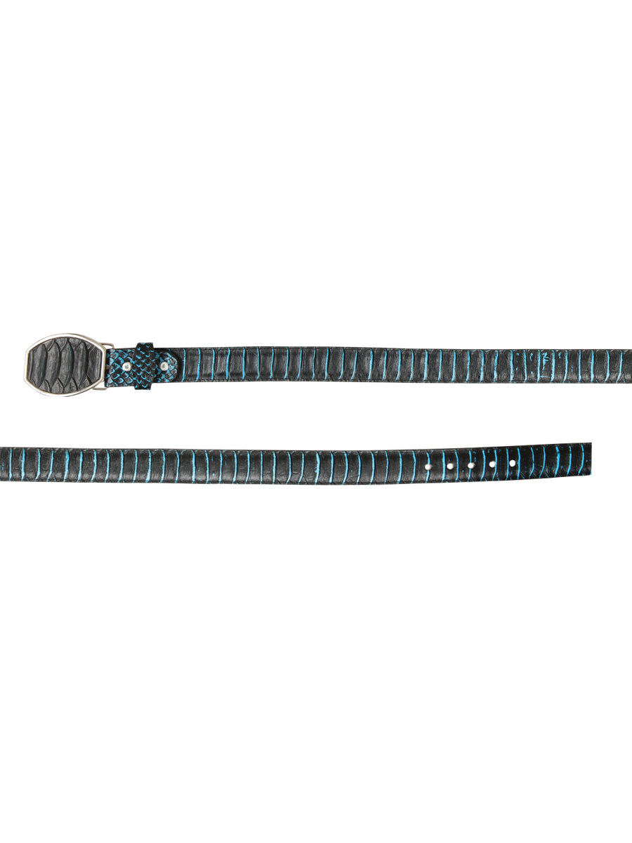 Men’s Western Belt El General Imitation Python - Black/Blue 45572