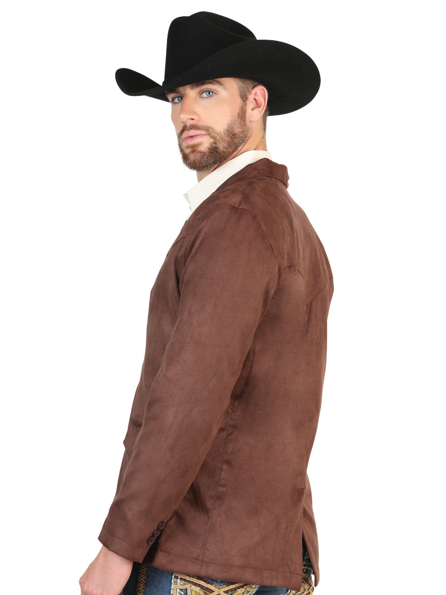 El General Men’s Brown Suede Western Blazer 45637