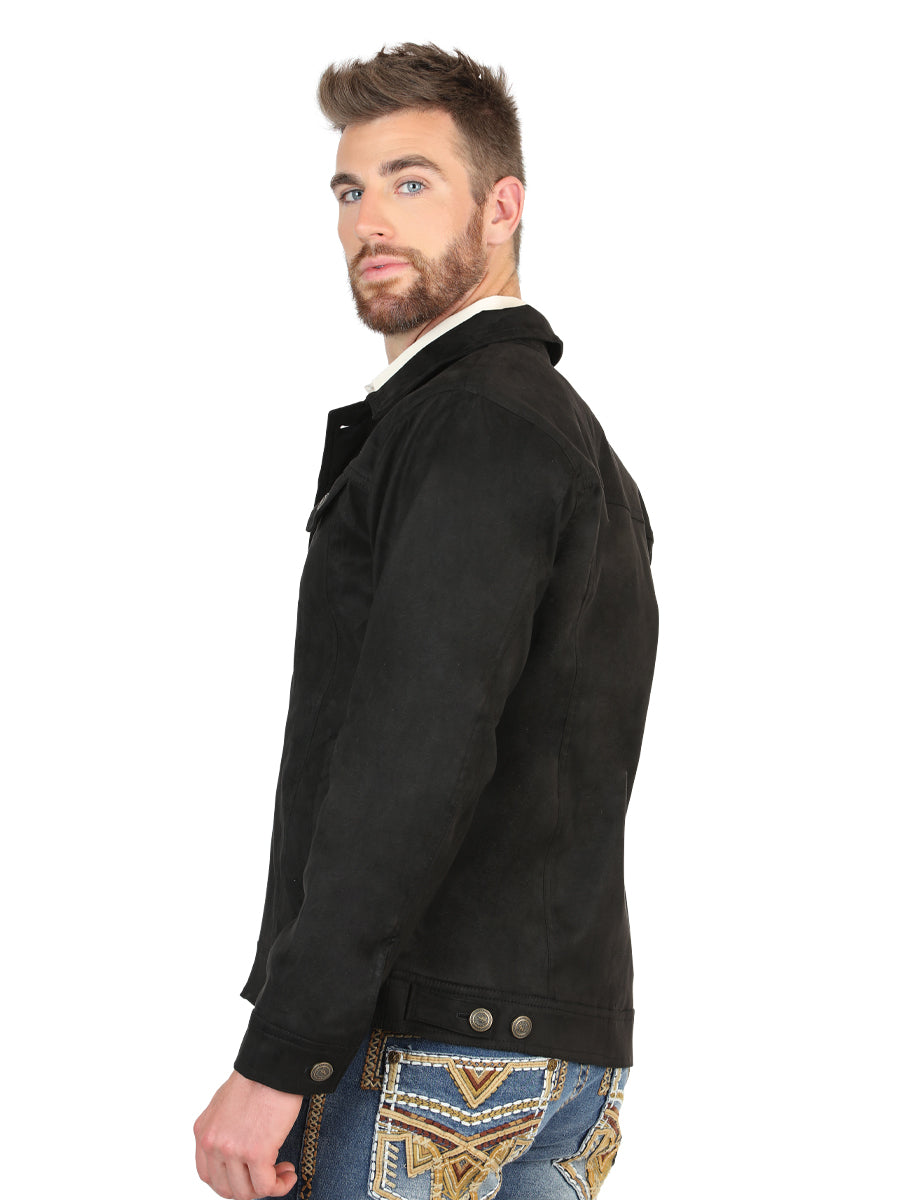 El General Men’s Suede Buttoned Jacket - Black 45650