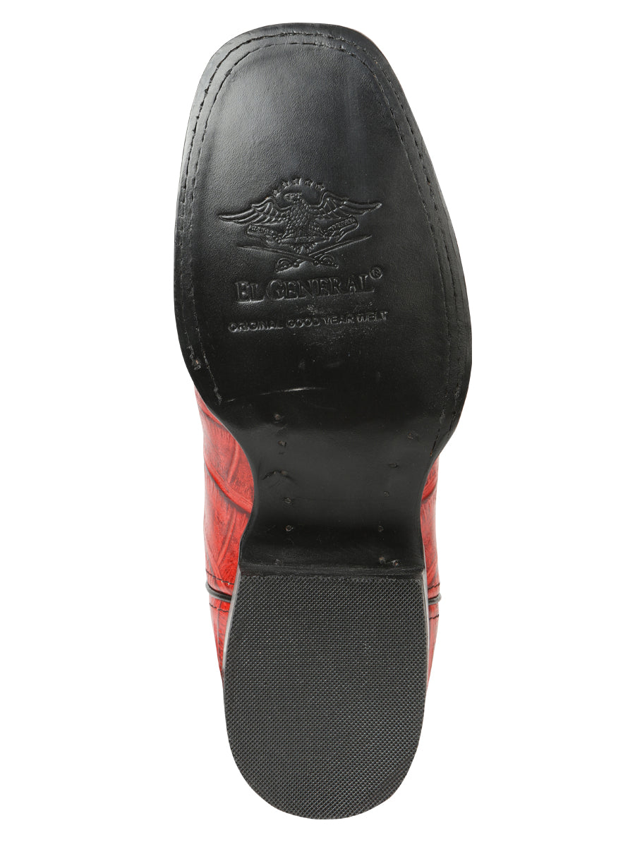 El General Men’s Rodeo Boots - Crocodile Print - Red 45766