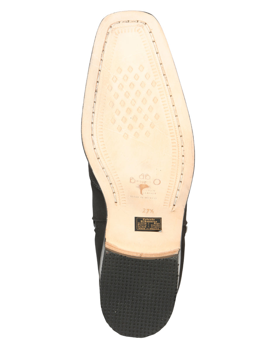 EL Besserro Men's Double Zipper Dress Boot - Nobuck Black 45831