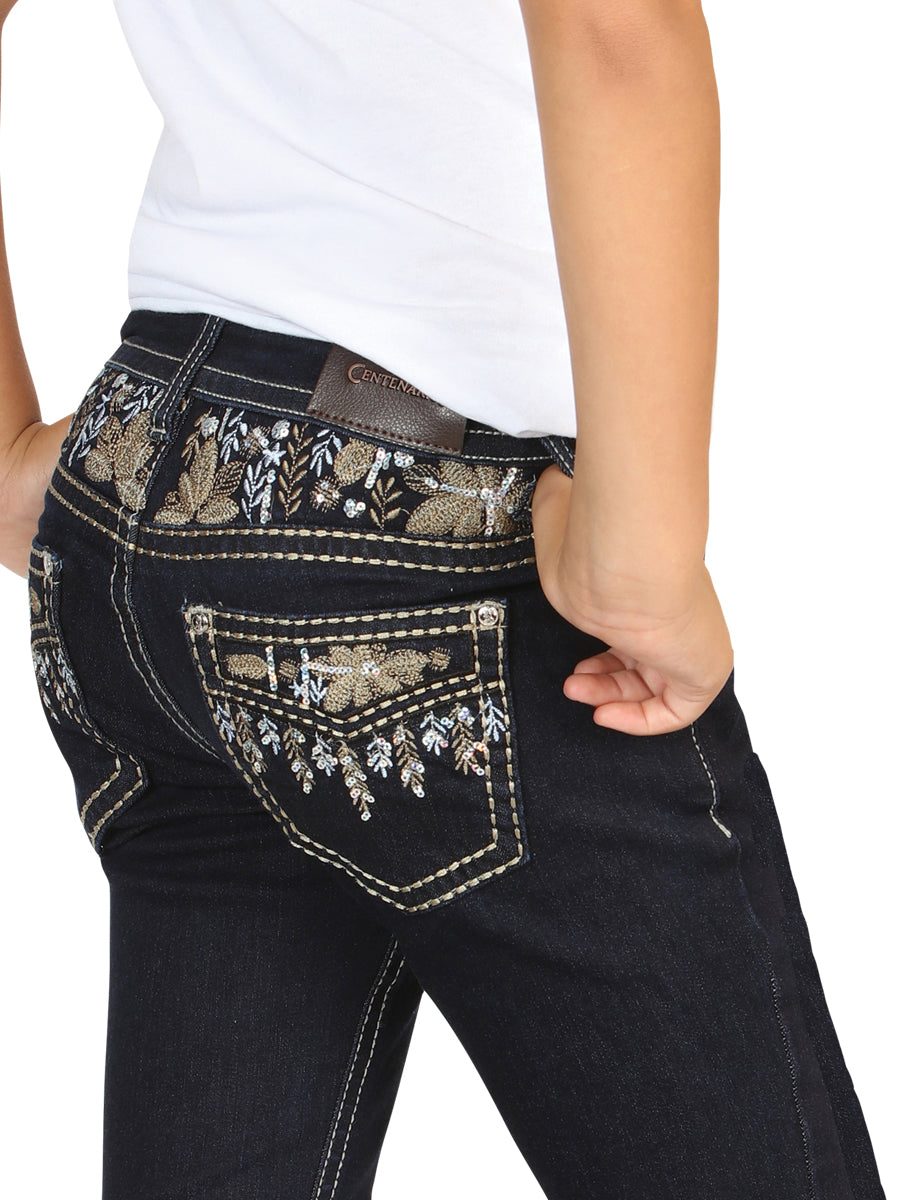 Girls Centenario Premium Bootcut Jeans - Dark Blue Denim 45839