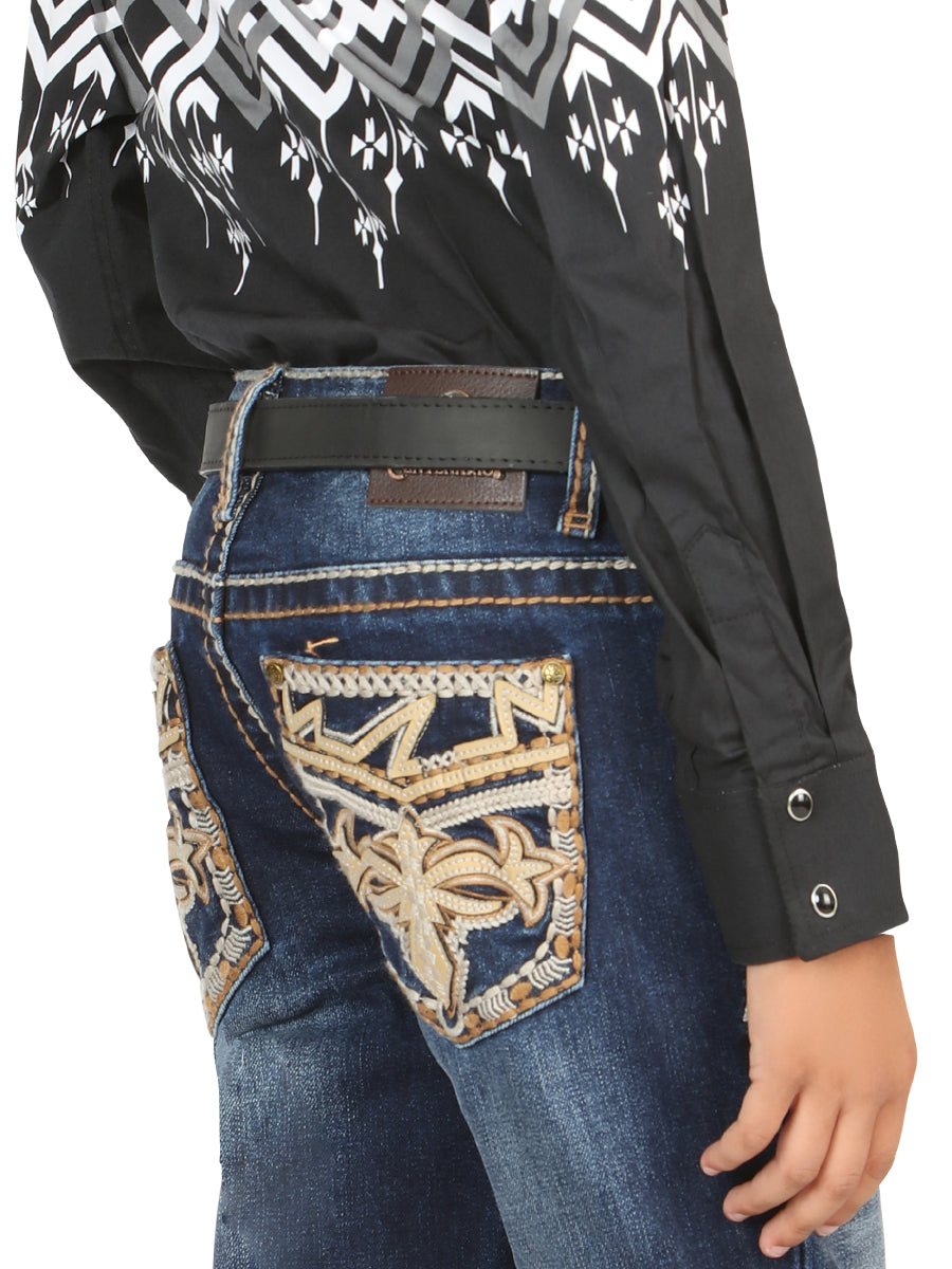 Boys Centenario Premium Bootcut Jeans - Medium Blue Denim 45842