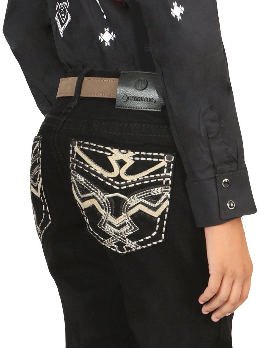 Boys Centenario Premium Bootcut Jeans - Black Denim 45843