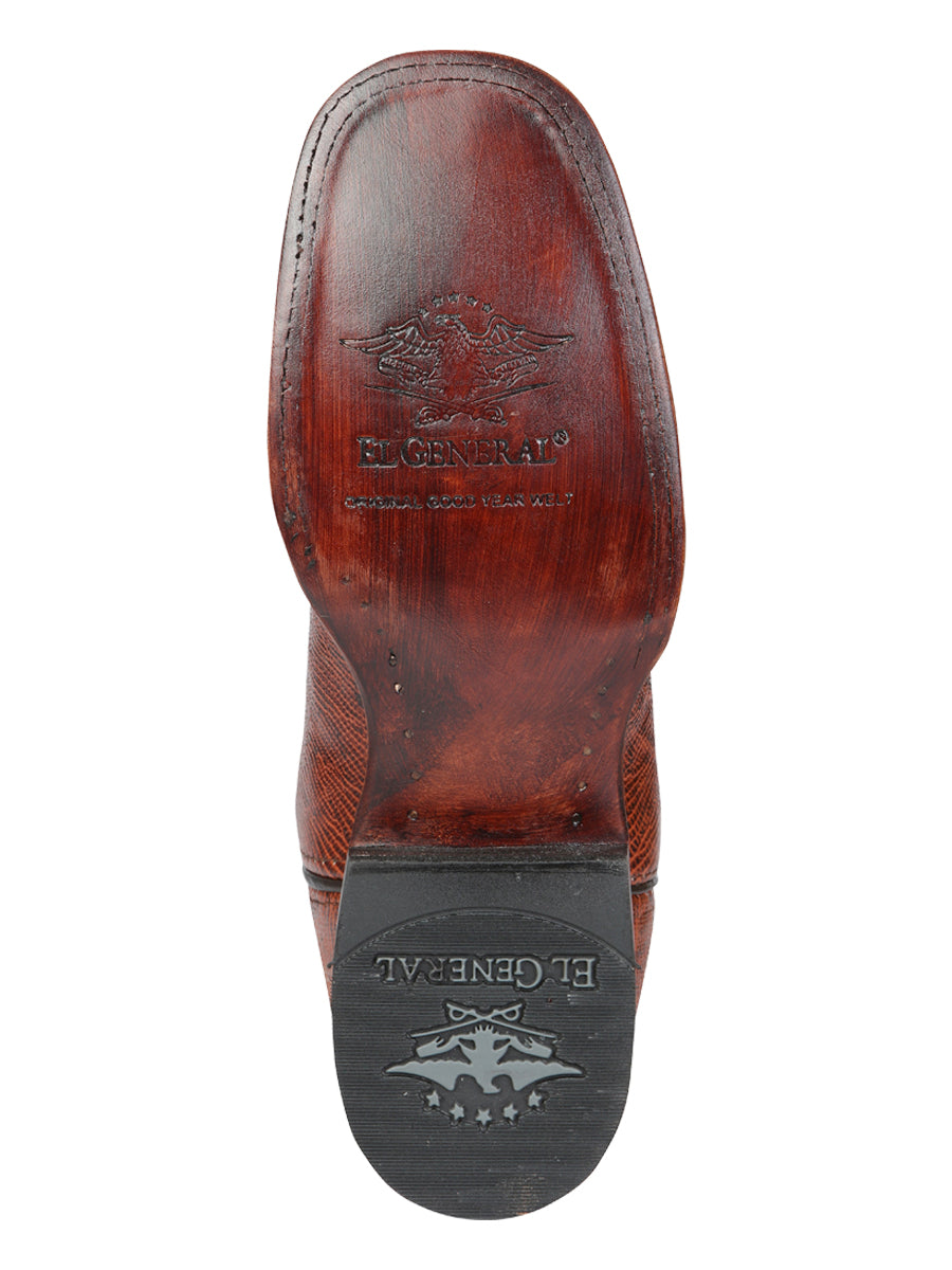 Men's El General Western Boot Lizard Print Leather - Cognac 45930