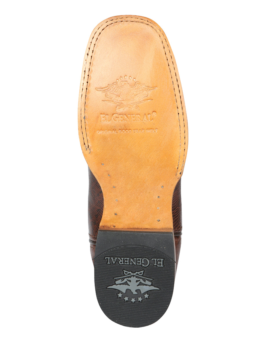 Men's El General Western Boot Lizard Print Leather - Brown 45931