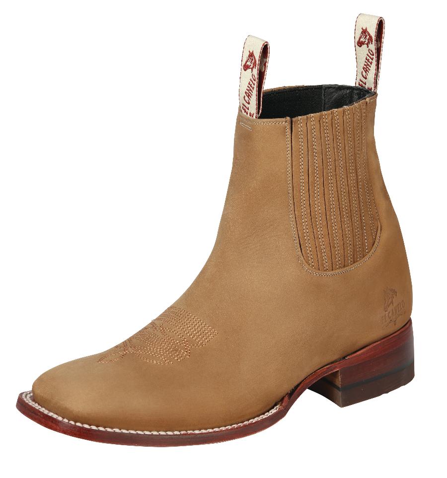 "El Canelo" Nubuck Rodeo Toe Ankle Boot – Camel 170088