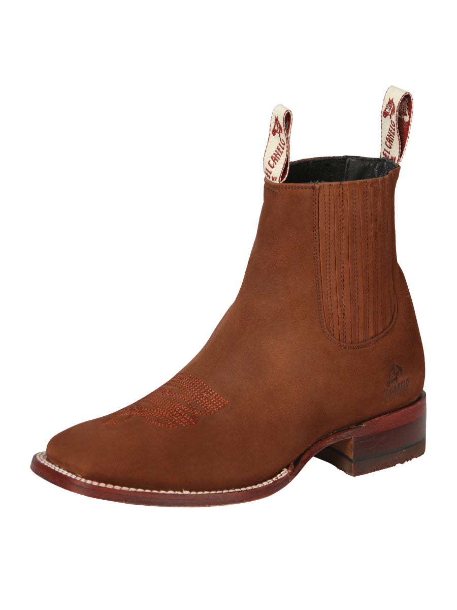 "El Canelo" Nubuck Rodeo Toe Ankle Boot – Brick 170090
