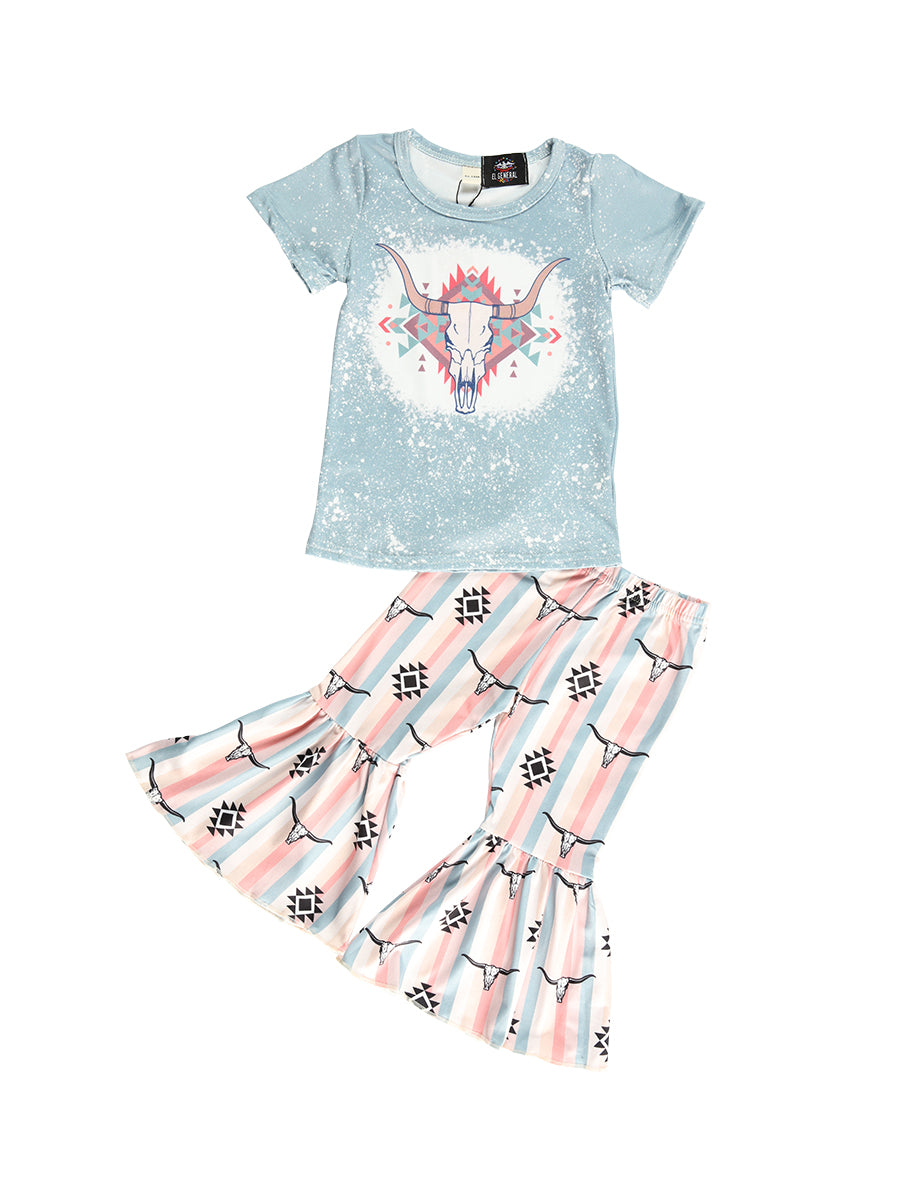 Conjunto de pantalón acampanado y camiseta El General Kids - Azul 702002