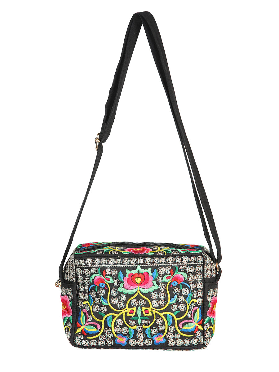 El General Embroidered Handbag- Black/Multicolor 702192