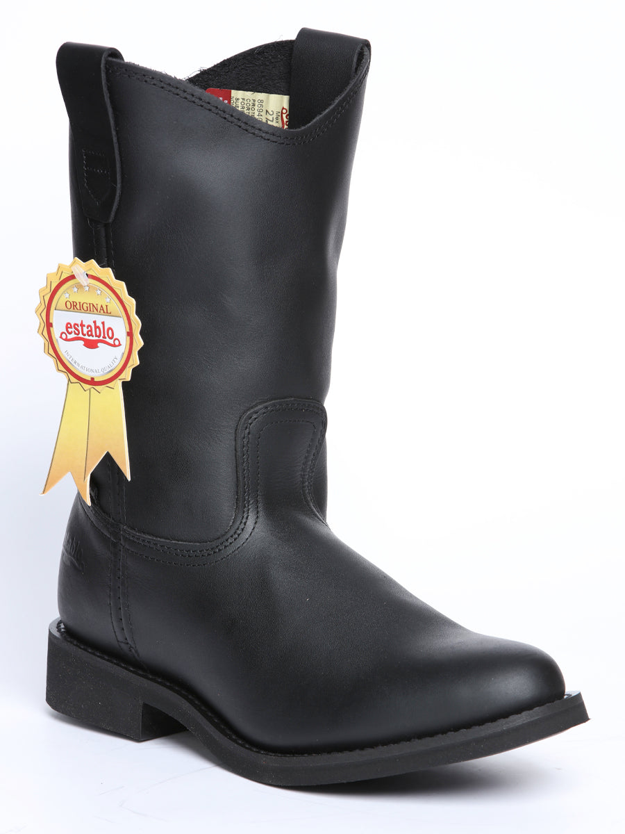 Establo Men's Work Boot - Leather Grasso -  Black 311