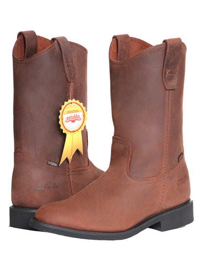 Establo Men's Work Boot - Leather  Grasso - Brown 315