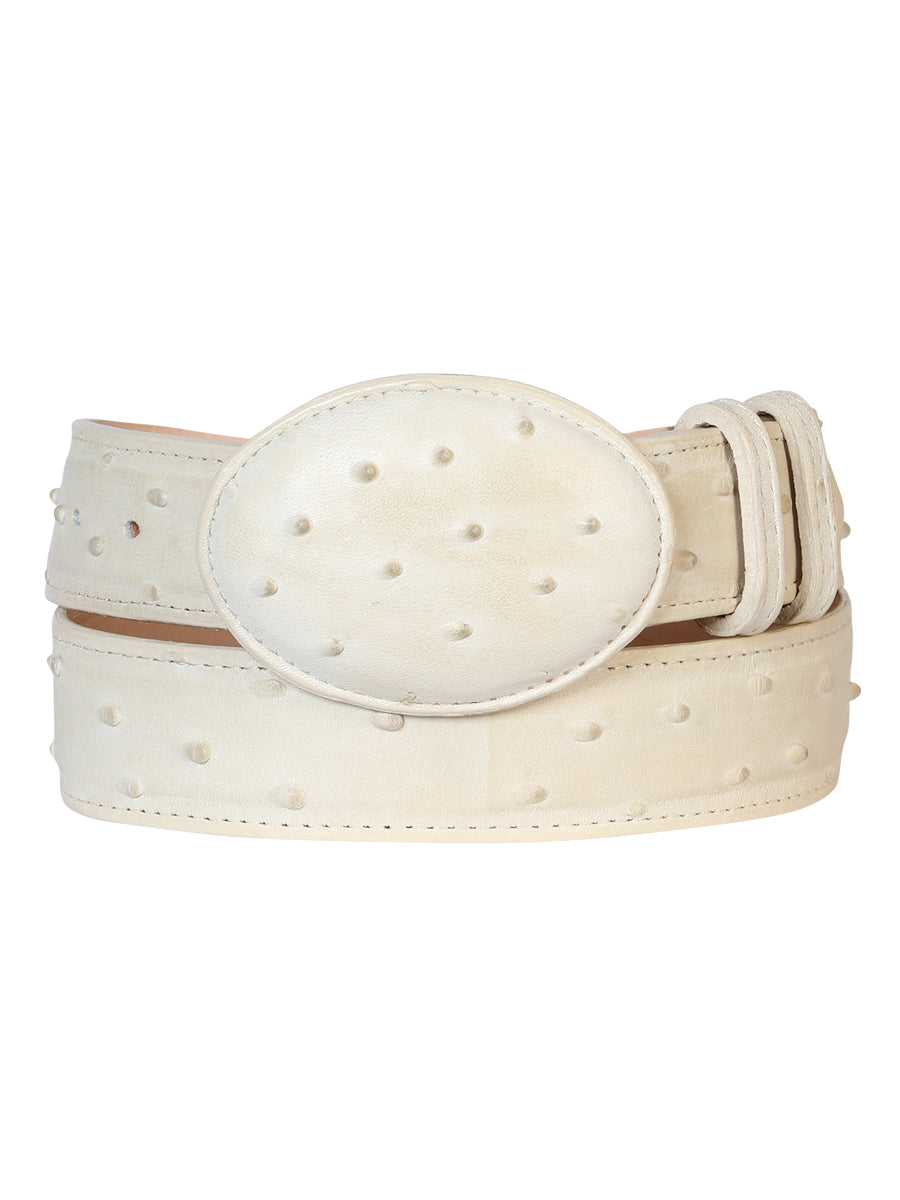 Men's Leather Cowboy Western Belt - Imitation Ostrich Bone White Style #700