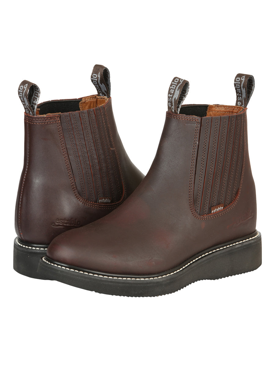 Establo Men’s Work Ankle Boot - Grasso Leather - Wine 24963