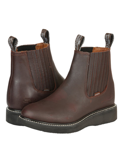 Establo Men’s Work Ankle Boot - Grasso Leather - Wine 24963