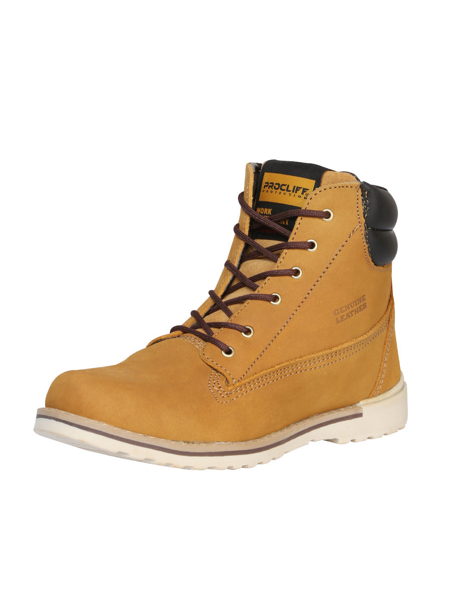 Procliff Womens/Youth Protection Work Ankle Boot with Laces -  Honey 35202