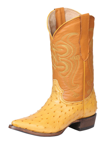 El Señor de los Cielos Men’s Western Boot - Ostrich Print Leather -  Butter 40837