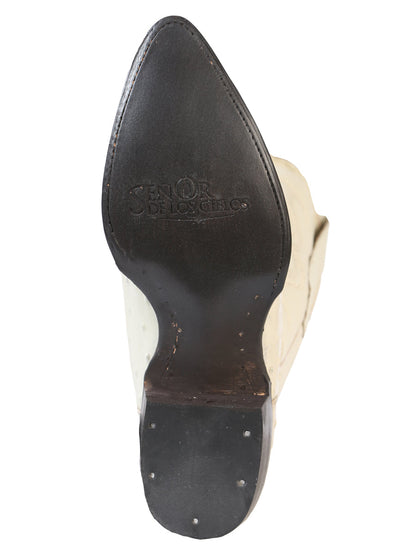 El Señor de los Cielos Men’s Western Boot - Ostrich Print Leather -  Bone 40839
