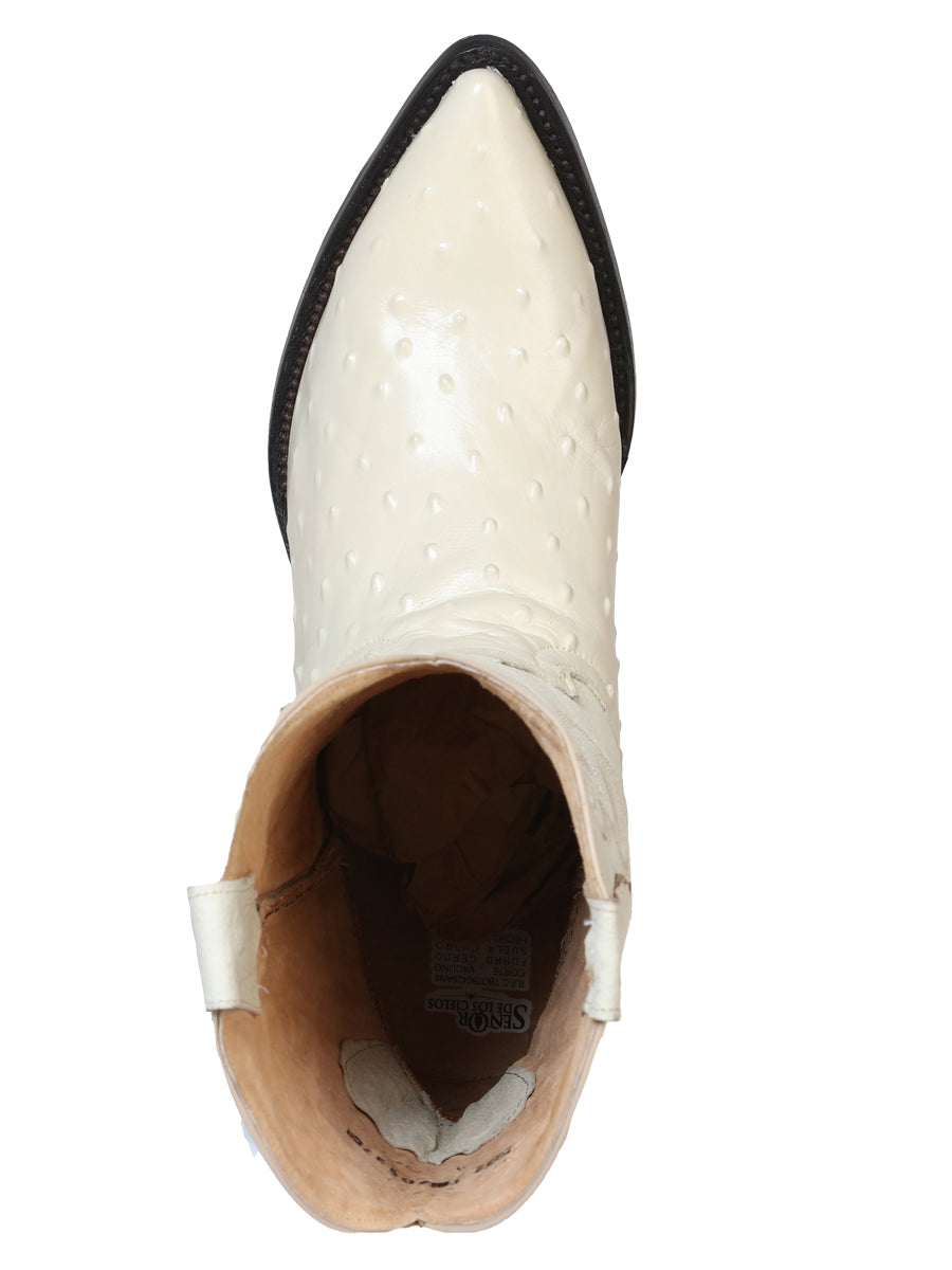 El Señor de los Cielos Men’s Western Boot - Ostrich Print Leather -  Bone 40839
