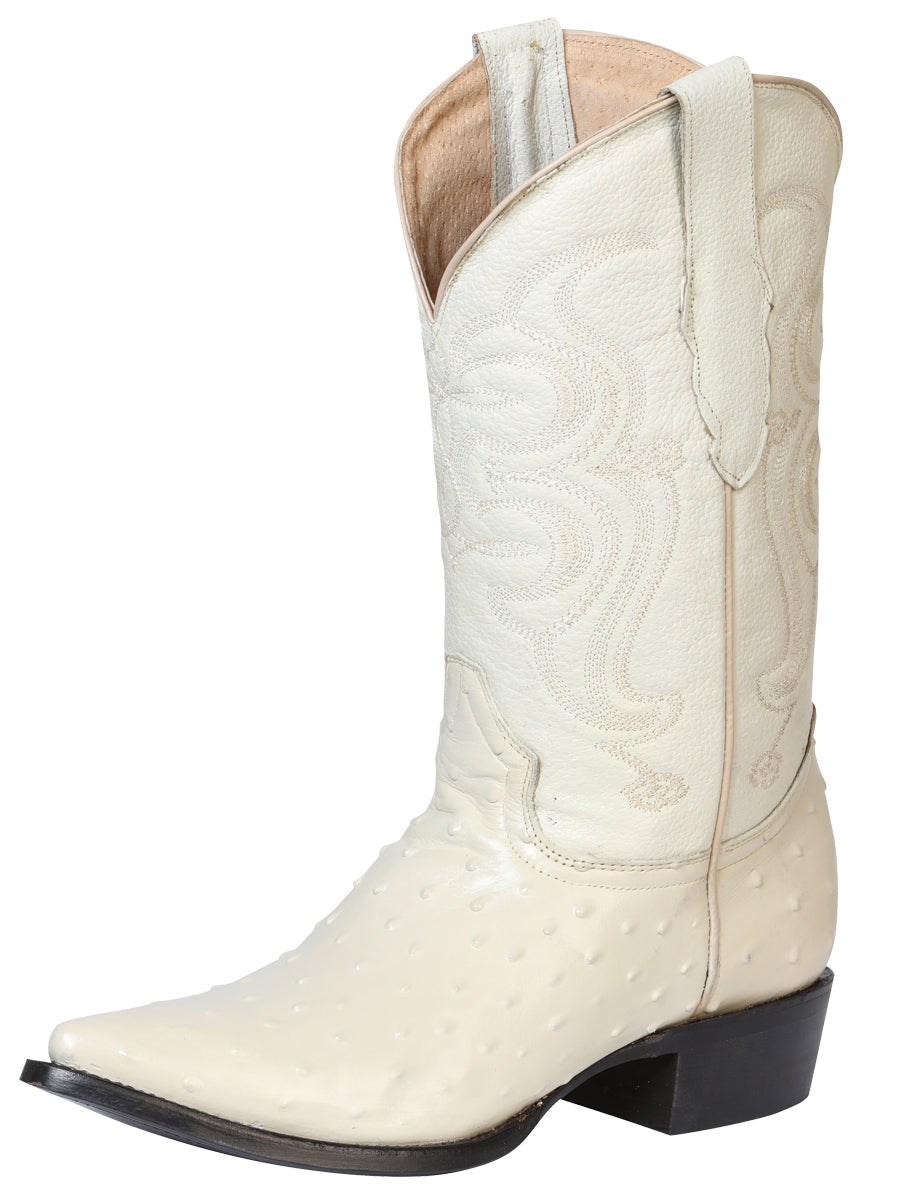 El Señor de los Cielos Men’s Western Boot - Ostrich Print Leather -  Bone 40839