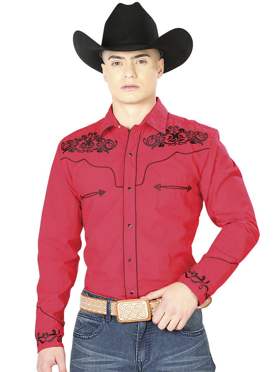 El General Embroidery Western Shirt Red/Black 40989