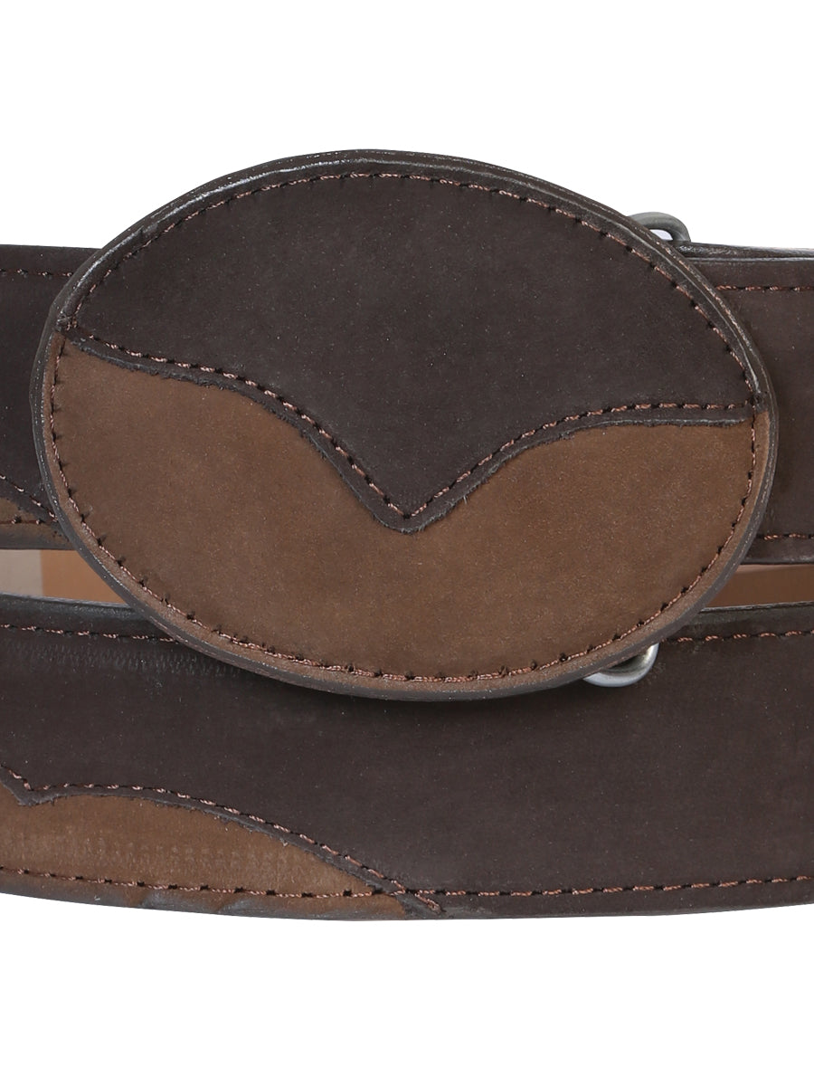 Cowboy Belt - El General  - Leather Nobuck Choco 41108