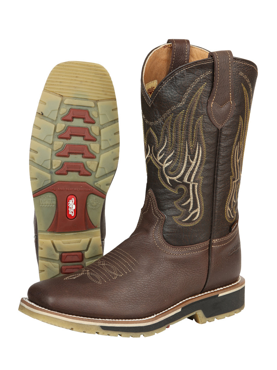 Establo Men’s Rodeo Boot - Bovine Grizzly Leather in Brown

  41539