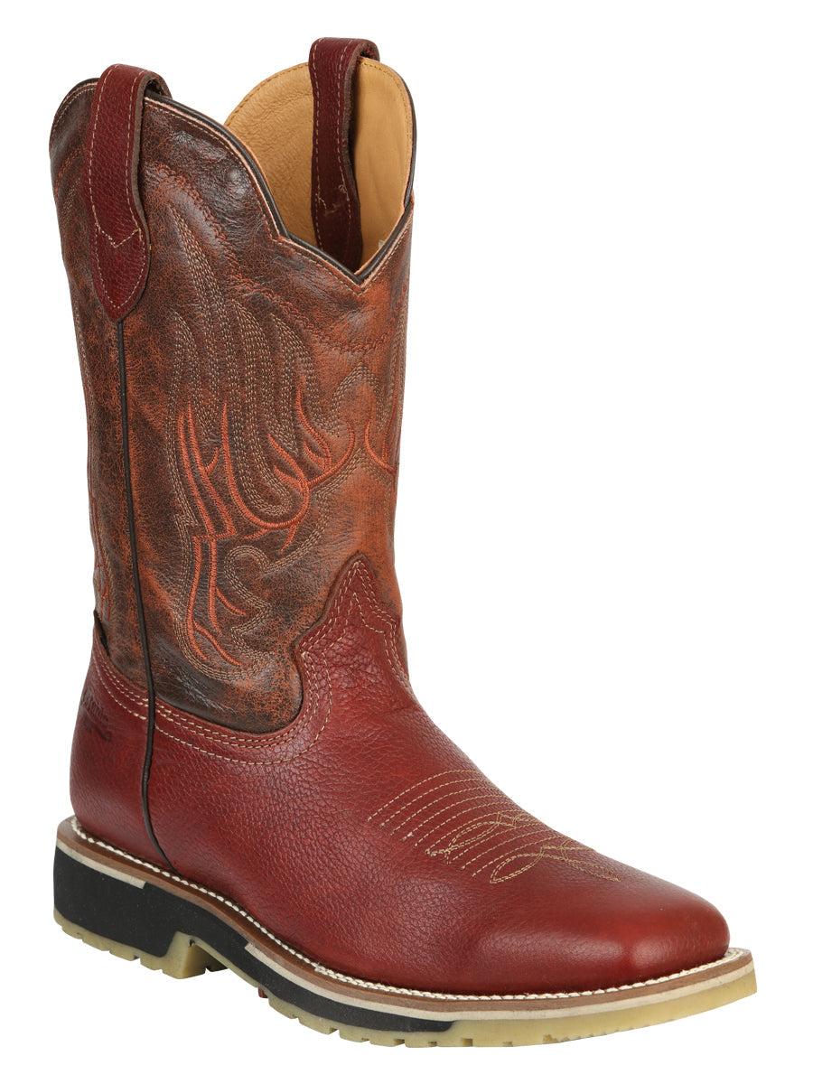 Establo Men’s Rodeo Boot - Bovine Grizzly Leather in Shedron  41541