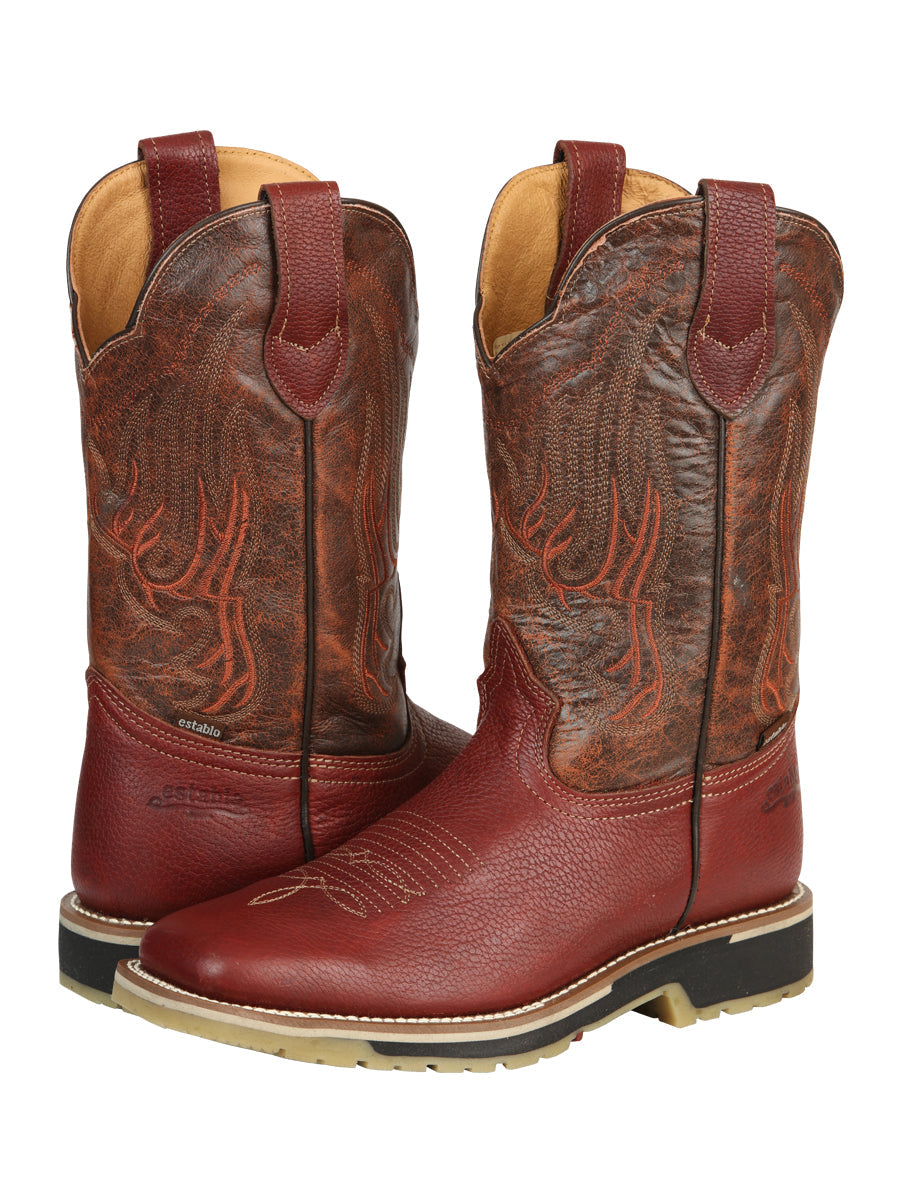 Establo Men’s Rodeo Boot - Bovine Grizzly Leather in Shedron  41541