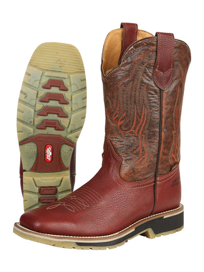 Establo Men’s Rodeo Boot - Bovine Grizzly Leather in Shedron  41541