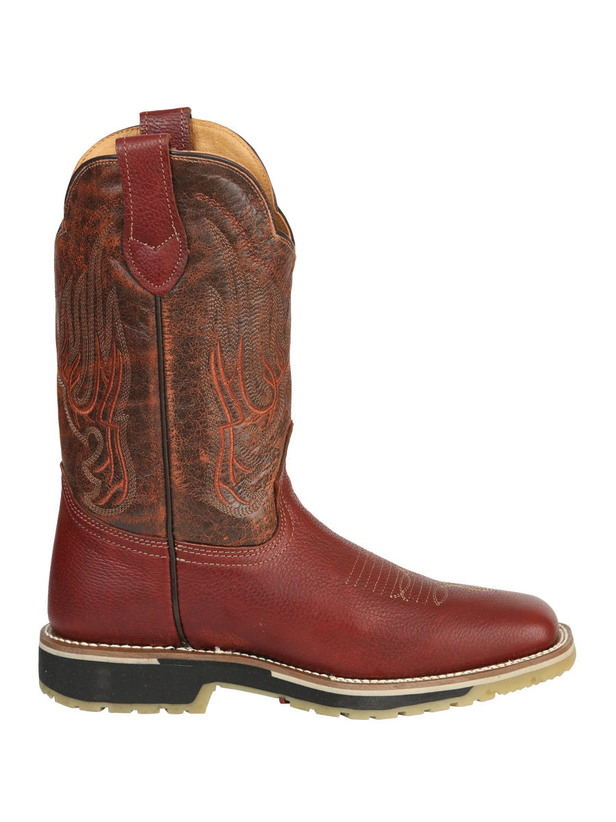 Establo Men’s Rodeo Boot - Bovine Grizzly Leather in Shedron  41541