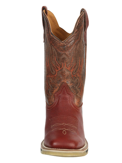 Establo Men’s Rodeo Boot - Bovine Grizzly Leather in Shedron  41541