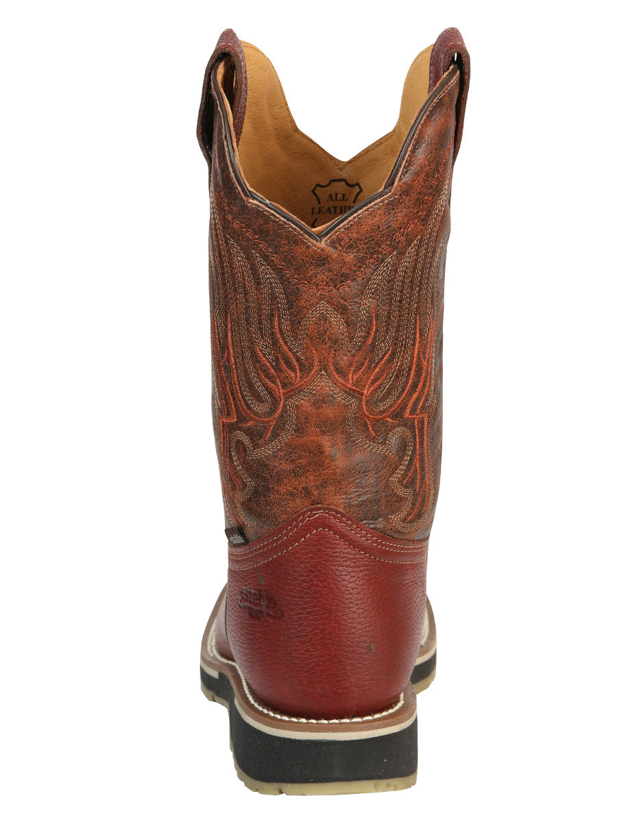 Establo Men’s Rodeo Boot - Bovine Grizzly Leather in Shedron  41541