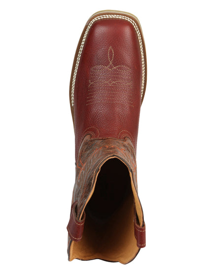Establo Men’s Rodeo Boot - Bovine Grizzly Leather in Shedron  41541