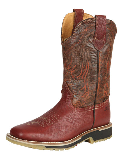 Establo Men’s Rodeo Boot - Bovine Grizzly Leather in Shedron  41541