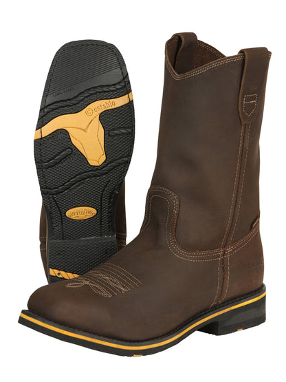 Establo Men’s Rodeo Boot - Crazy Leather Tan with Steel Toe  41544