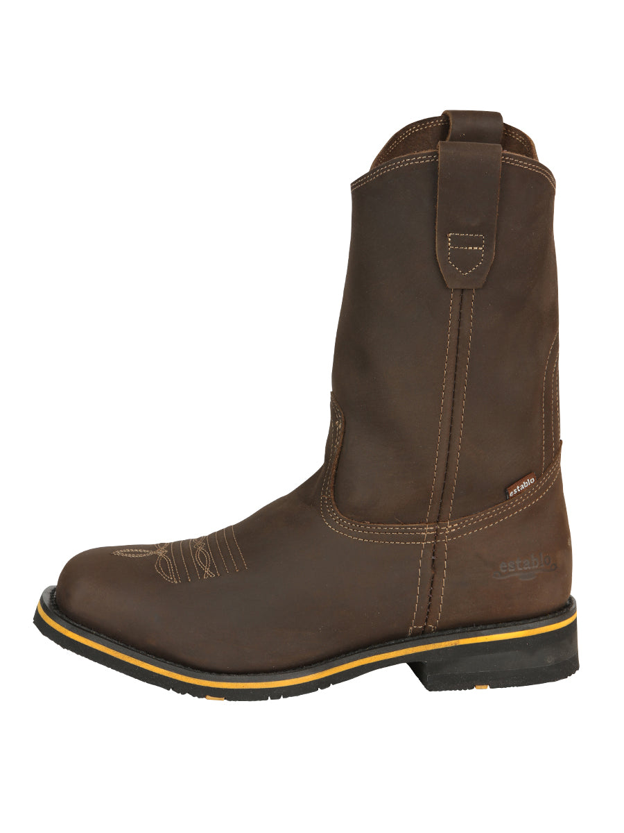 Establo Men’s Rodeo Boot - Crazy Leather Tan with Steel Toe  41544