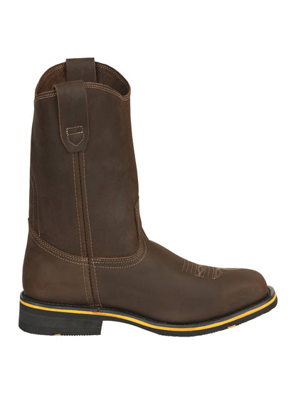 Establo Men’s Rodeo Boot - Crazy Leather Tan with Steel Toe  41544