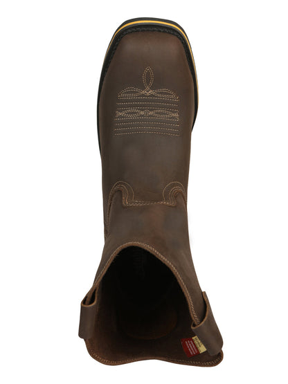 Establo Men’s Rodeo Boot - Crazy Leather Tan with Steel Toe  41544