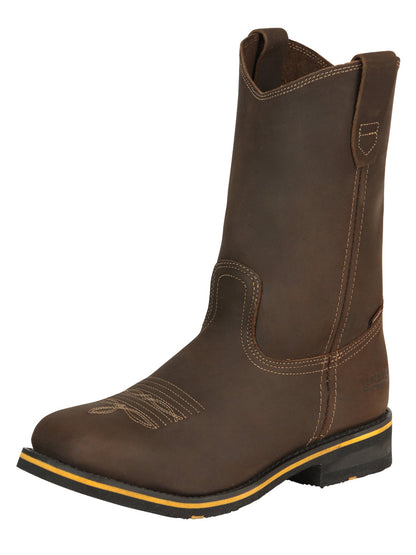 Establo Men’s Rodeo Boot - Crazy Leather Tan with Steel Toe  41544