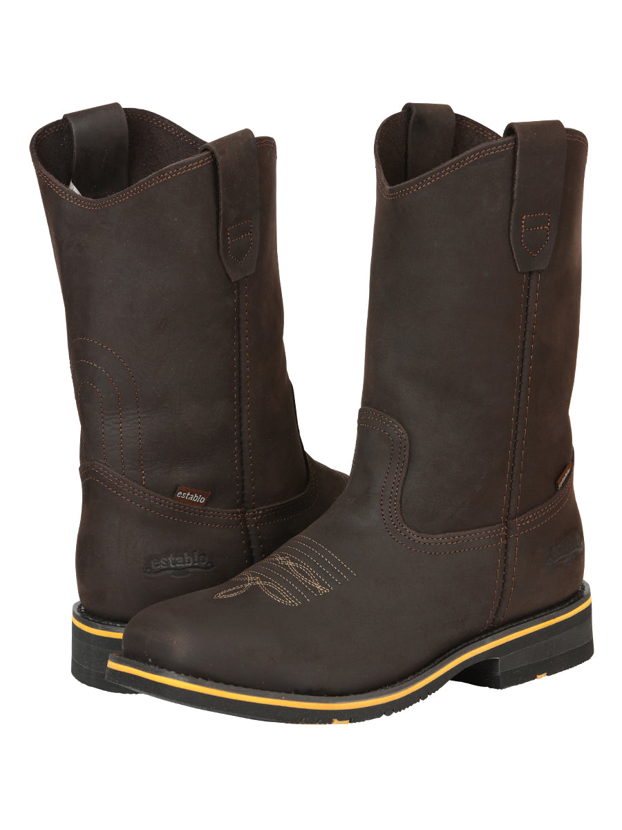 Establo Men’s Rodeo Boot - Crazy Leather Chocolate with Steel Toe  41545