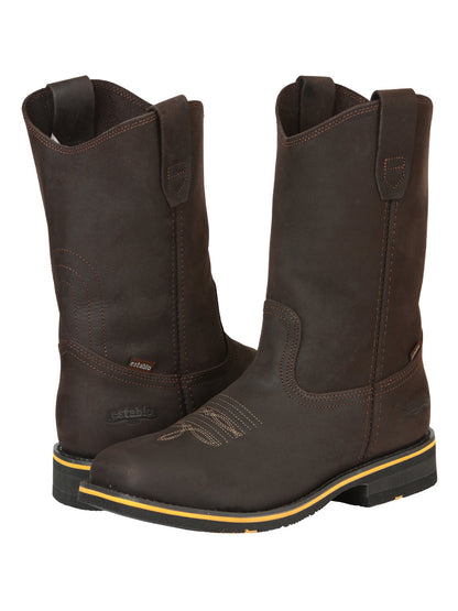 Establo Men’s Rodeo Boot - Crazy Leather Chocolate with Steel Toe  41545