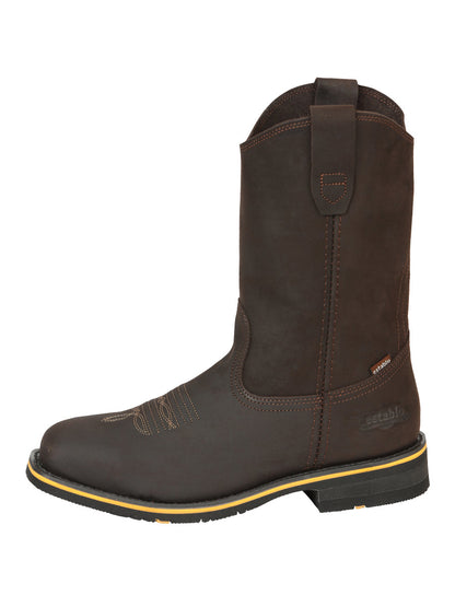 Establo Men’s Rodeo Boot - Crazy Leather Chocolate with Steel Toe  41545