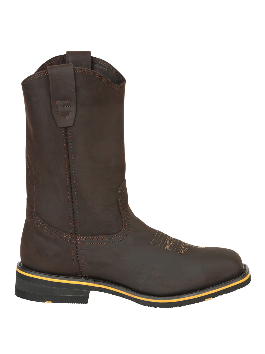 Establo Men’s Rodeo Boot - Crazy Leather Chocolate with Steel Toe  41545