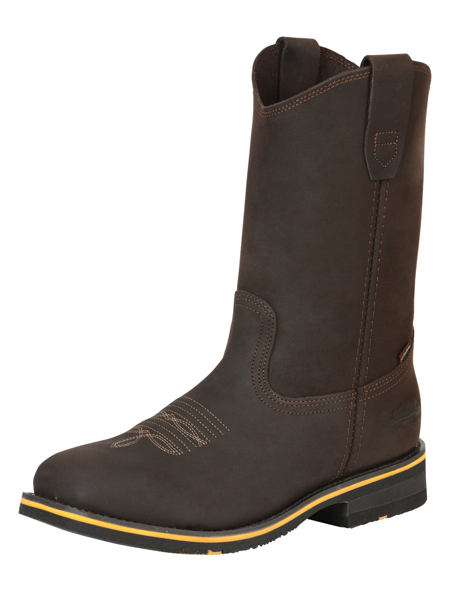 Establo Men’s Rodeo Boot - Crazy Leather Chocolate with Steel Toe  41545