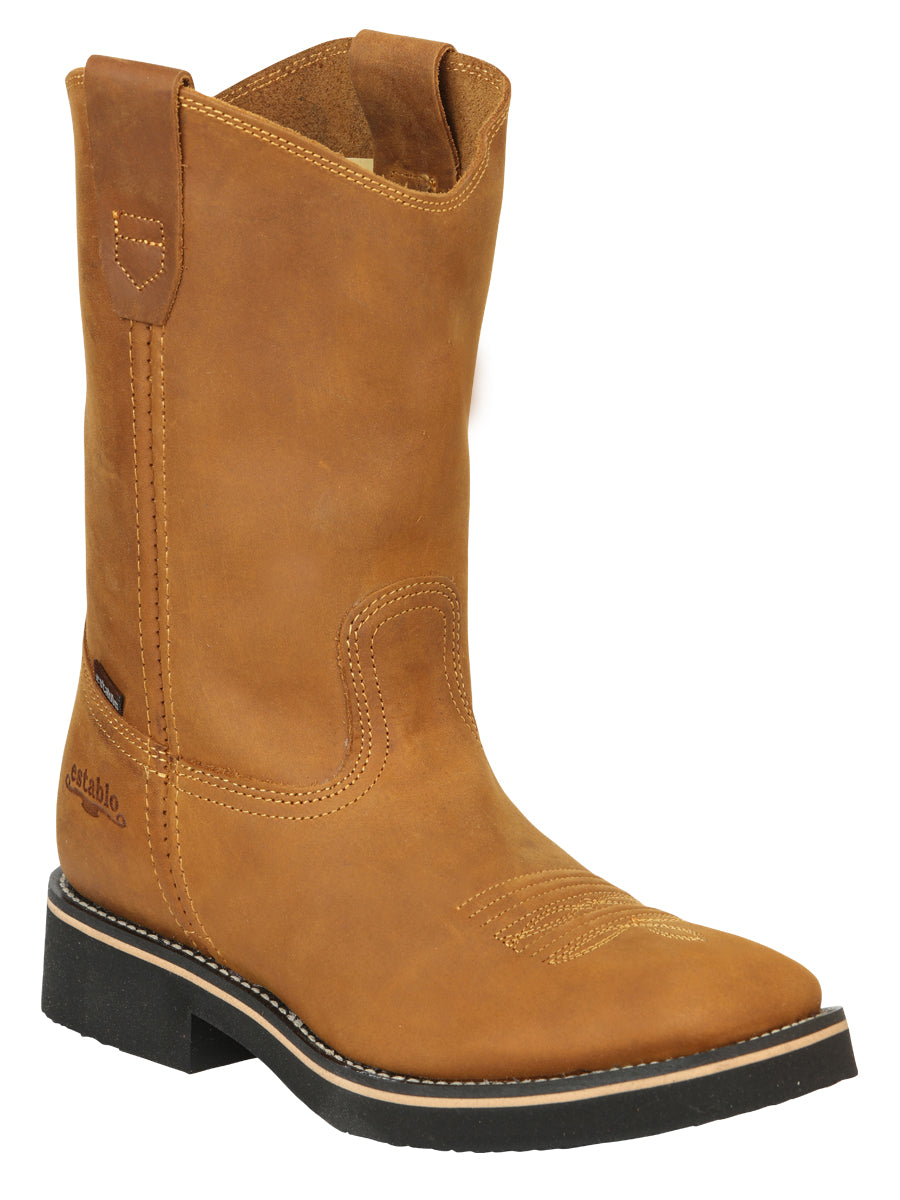 Establo Men’s Rodeo Work Boot - Crazy Leather in Mango 41549