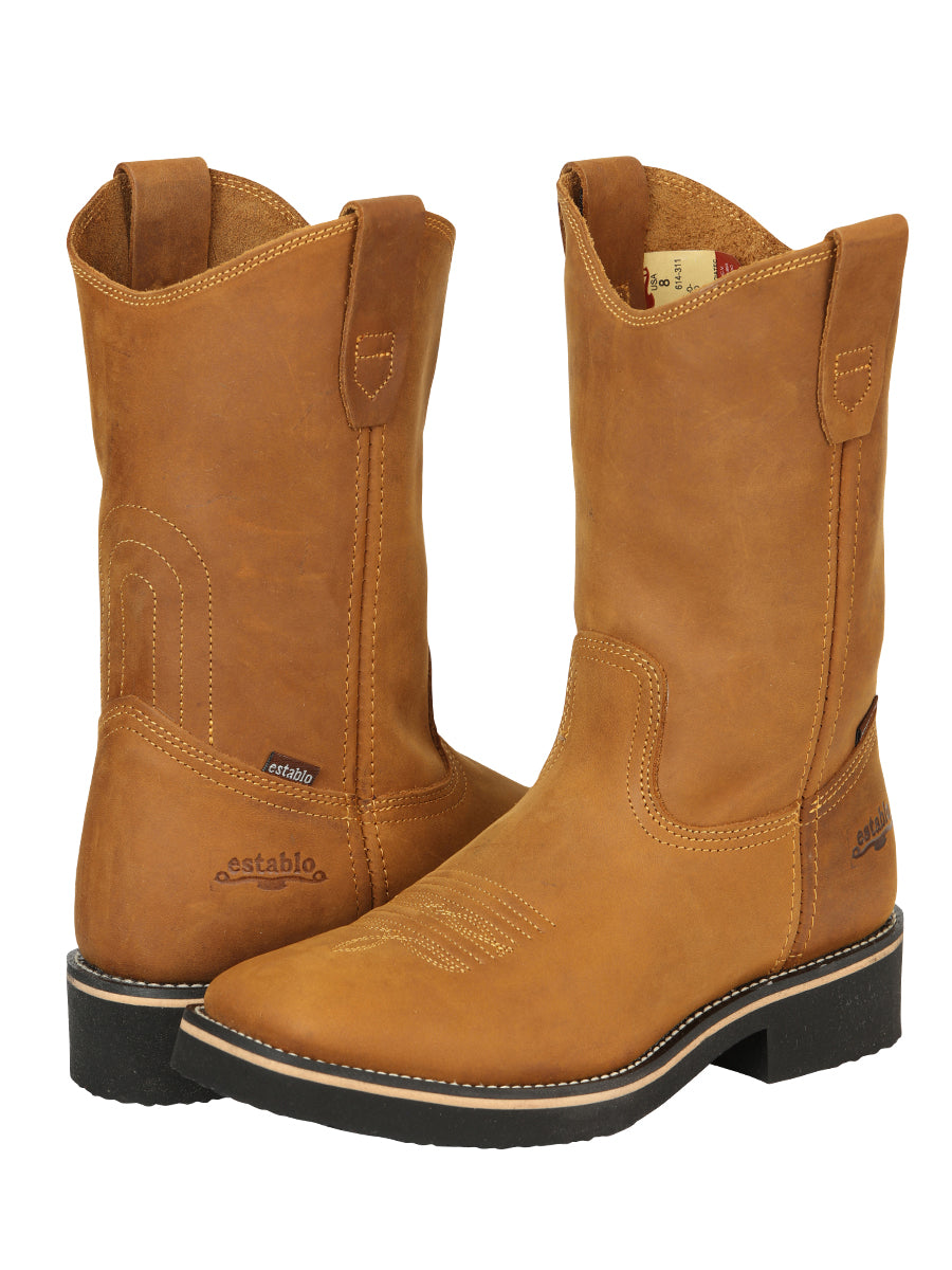 Establo Men’s Rodeo Work Boot - Crazy Leather in Mango 41549